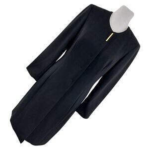 SHARAGANO NOIR! RICH BLACK UKTRA LONG, GOLD FRONT FOCAL POINT JACKET! SZ 10